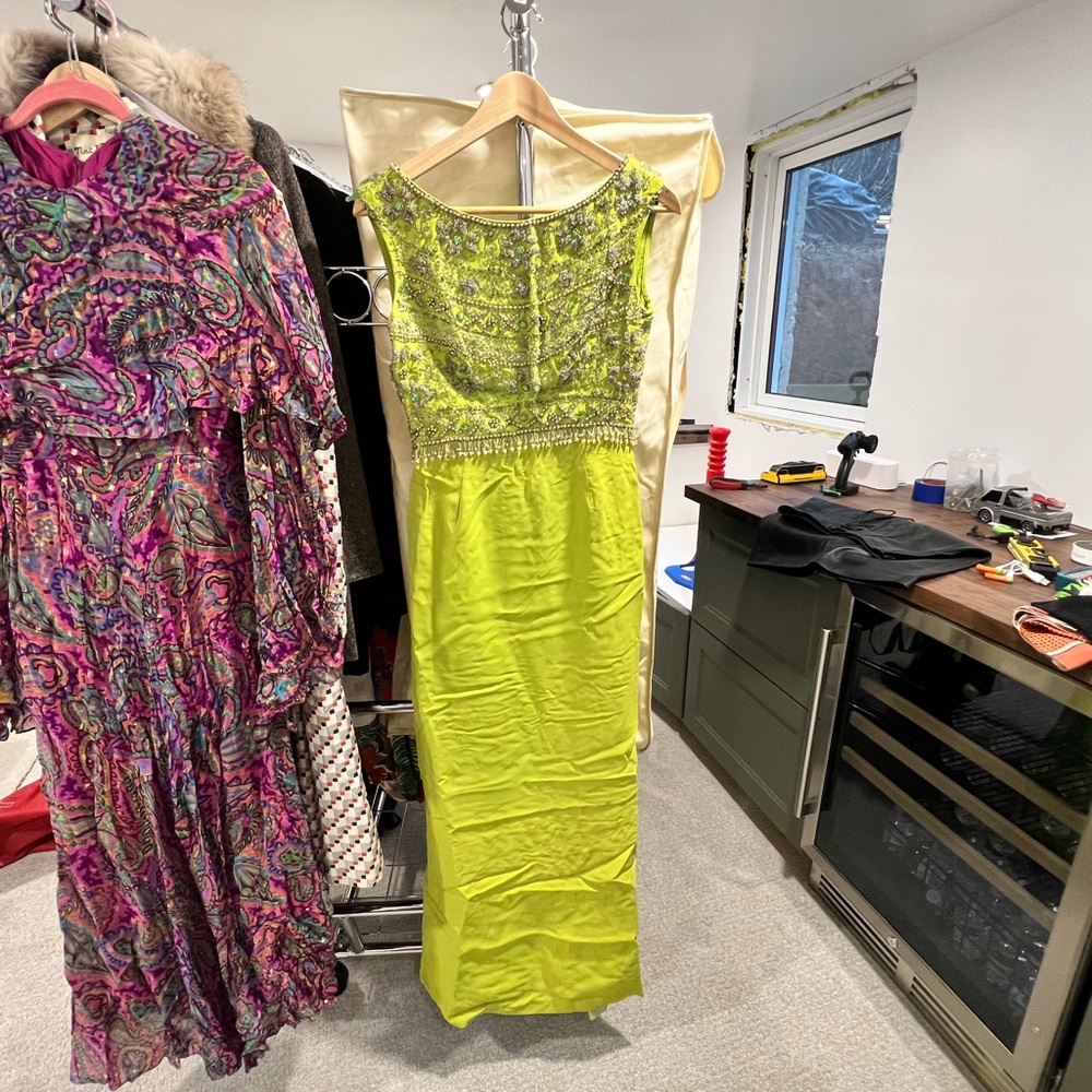 Vintage Lillie Rubin Lime Green Backless Dress